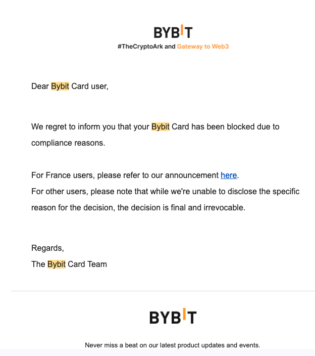 Bybit关卡的邮件通知